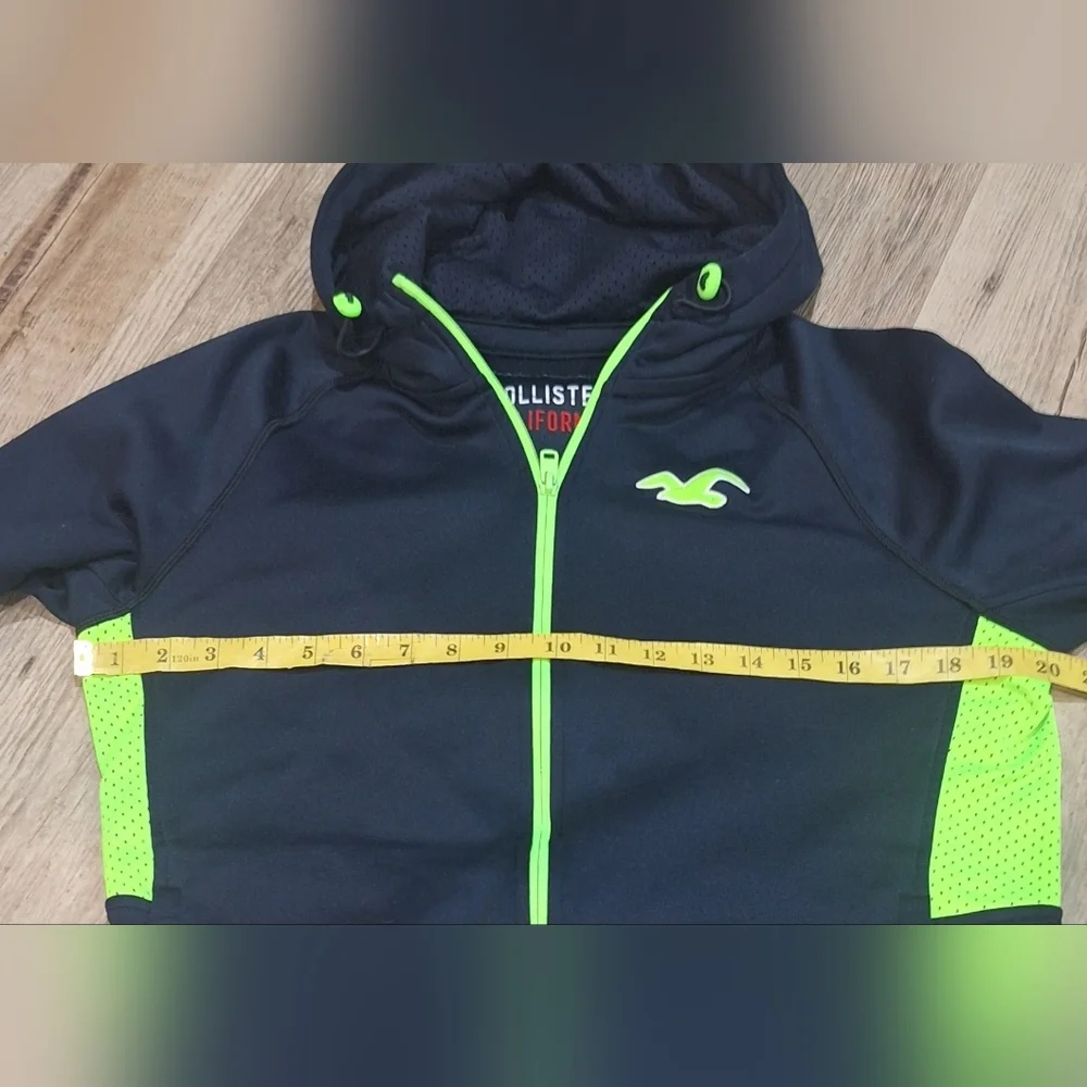 Hollister Navy & Neon Zip Up Running Hoodie Sz L #1789 - Picture 10 of 11